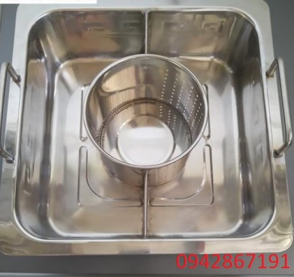 Nồi lẩu inox 3 ngăn có xoong ở giữa cho nhà hàng giá rẻ