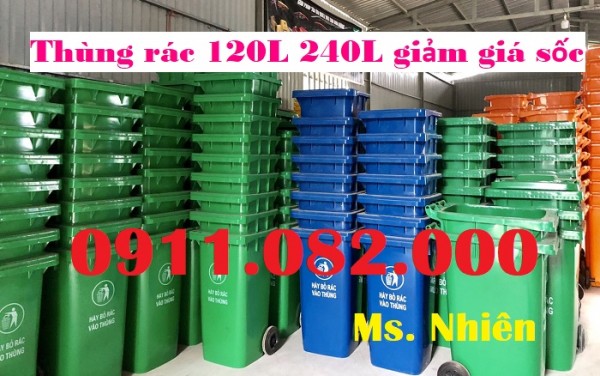  Nơi phân phối thùng rác nhựa tại trà vinh, thùng rác 120 lít 240 lít giá rẻ- lh 0911.082.000