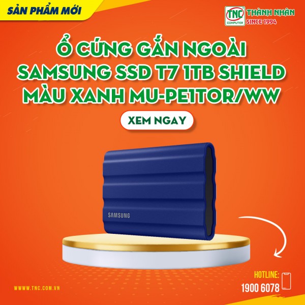  Ổ cứng gắn ngoài Samsung SSD T7 1TB Shield màu xanh MU-PE1T0R/WW