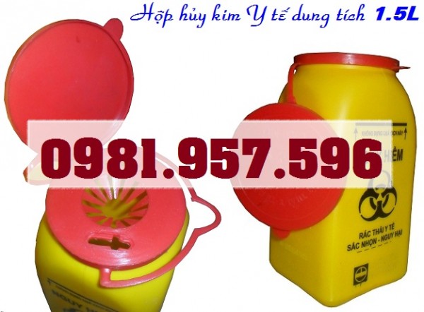 Ống hủy kim Y tế 1,5L, ống hủy kim Y tế 6,8L