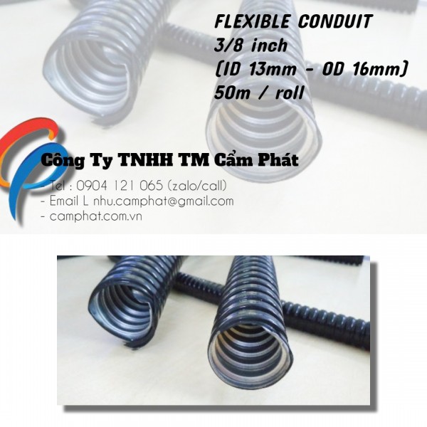 Ống ruột gà lõi thép (Ống ruột gà tráng kẽm) bọc nhựa PVC 3/8 inch