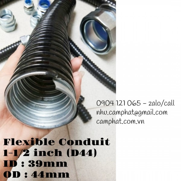 Ống ruột gà luồn dây điện lõi thép bọc PVC phi 1-1/2 inch