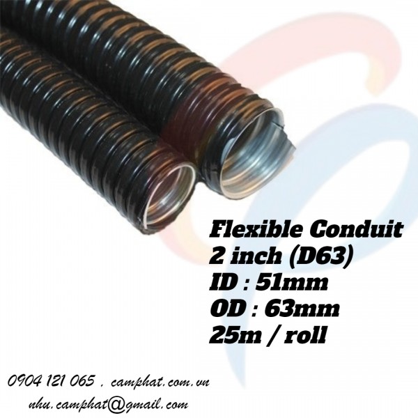 Ống ruột gà phi 2 inch (id 51mm - od 63mm) bọc nhựa PVC