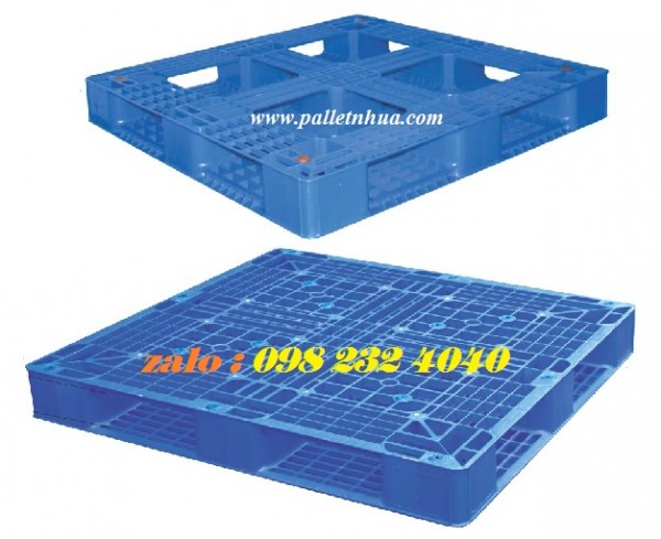 Pallet nhựa 1 mặt 1100x1100x125mm, ba lét