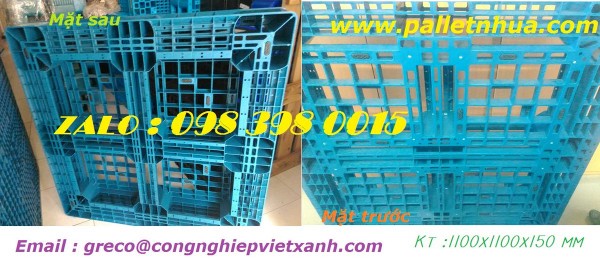 Pallet nhựa 1100x1100x150 Xanh