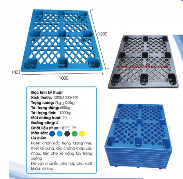  Pallet nhựa chân cốc 9 chân