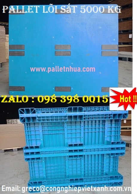 Pallet nhựa kết cấu lõi thép dạng hộp rất cứng, vững