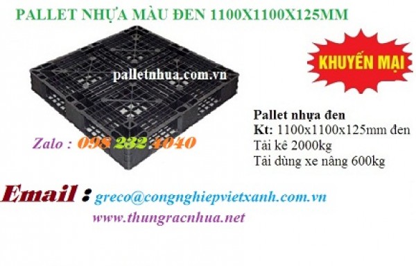 Pallet nhựa  – KT: 1100x1100x125 mm