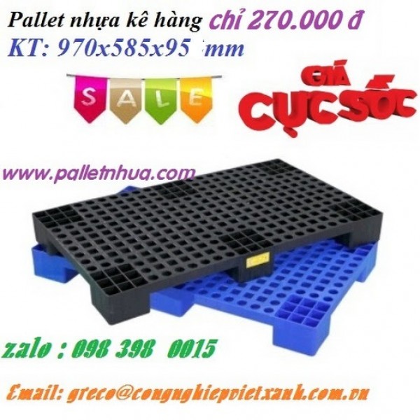 Pallet Nhựa mặt lưới loại 6 chân