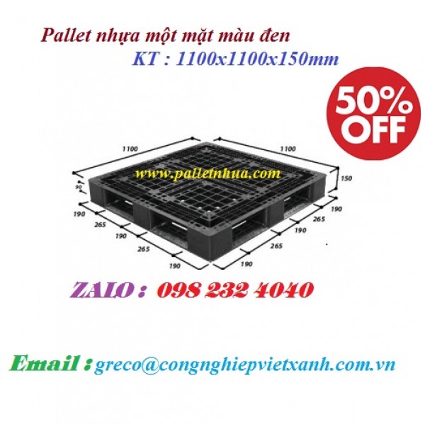 Pallet nhựa một mặt màu đen