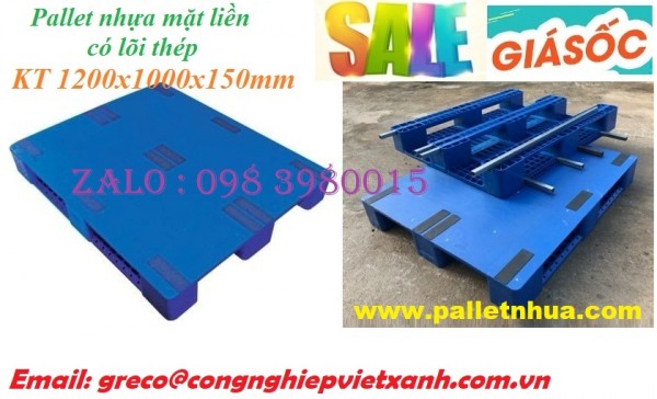 Pallet nhựa nguyên khối mặt liền có lõi thép