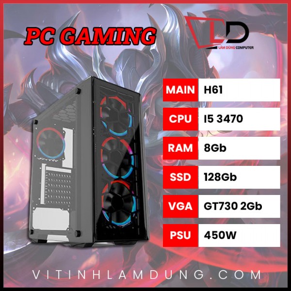 Pc Gaming H61, I5 3470, Ram 8Gb, VGA GT730 2GB, SSD 128GB