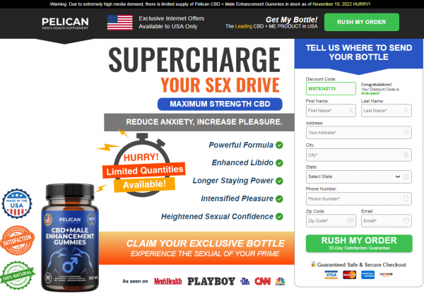 Pelican CBD + Male Enhancement Gummies (PERFORMANCE LIBIDO) Boost Testosterone And Get Ripped Now!