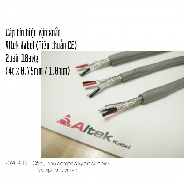 Phân phối độc quyền cáp tín hiệu vặn xoắn 2pair 18awg (Altek Kabel)