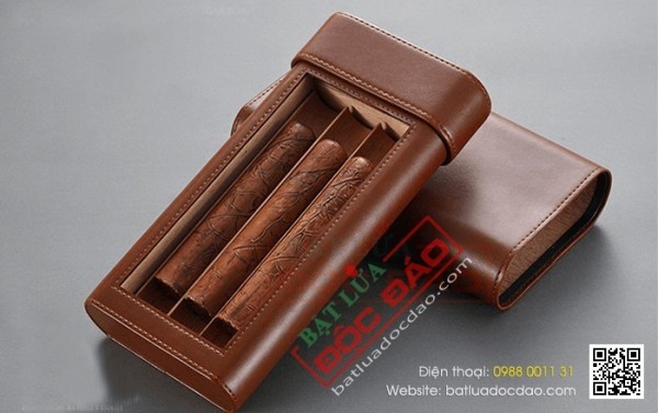 Phụ kiện xì gà Cohiba cao cấp: Hộp gỗ bọc da đựng xì gà 3 điếu 308B