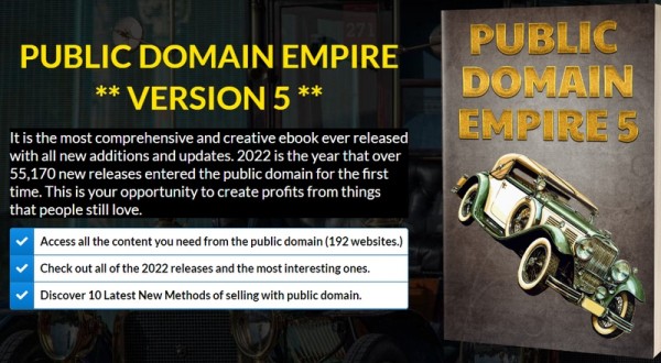 Public Domain Empire 5 OTO - 2022 Full 4 OTO Upsell Links + 88VIP 2,000 Bonuses Value $1,153,856