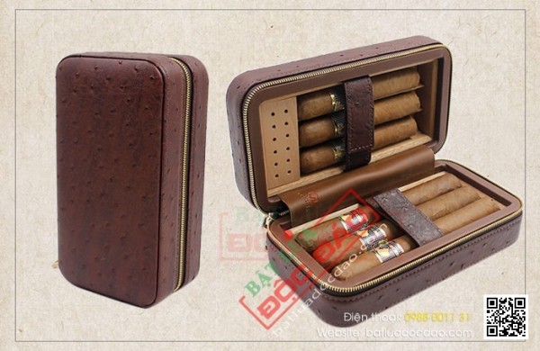 Quà tặng sếp nam cao cấp: bao da Cohiba 6 điếu đựng xì gà H516