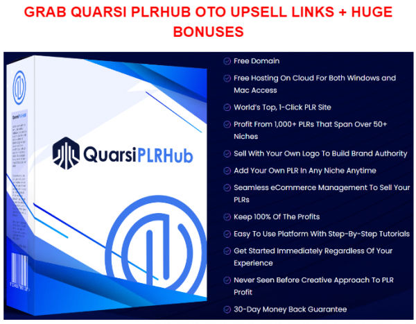 Quarsi PLRHub OTO Upsell - New 2023 Full 7 OTO: Scam or Worth it? Know Before Buying