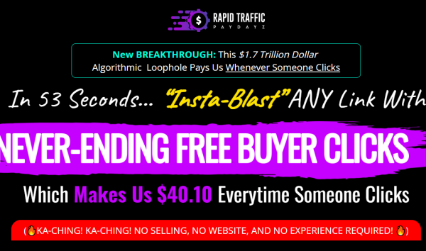 Rapid Traffic Paydayz OTO 1 to 9 OTOs Bundle Coupon + 88VIP 2,000 Bonuses Upsell