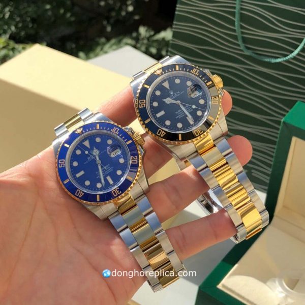 Rolex Submariner yellow gold blue dial dây Oyster 3 mắt