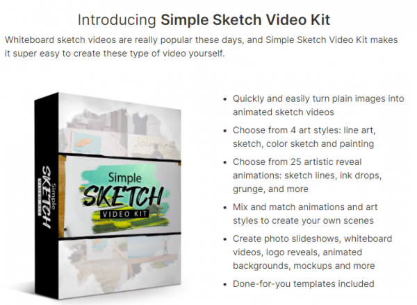 Simple Sketch Video Kit OTO 1 to 3 OTOs 88 Bundle Coupon + 2,000 Bonuses Upsell