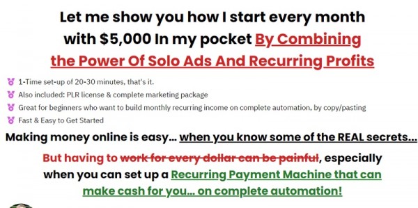 Solo Ads Recurrer PLR OTO - 2022 Full 4 OTO Upsell Links + 88VIP 2,000 Bonuses Value $1,153,856