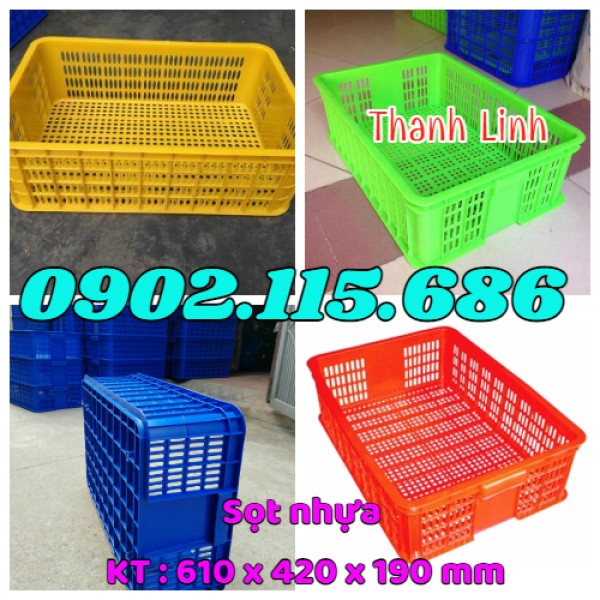Sóng nhựa hở HS009, sọt nhựa đựng hoa quả,