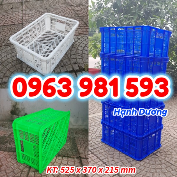 Sóng nhựa hở HS018, sọt nhựa đựng hoa quả