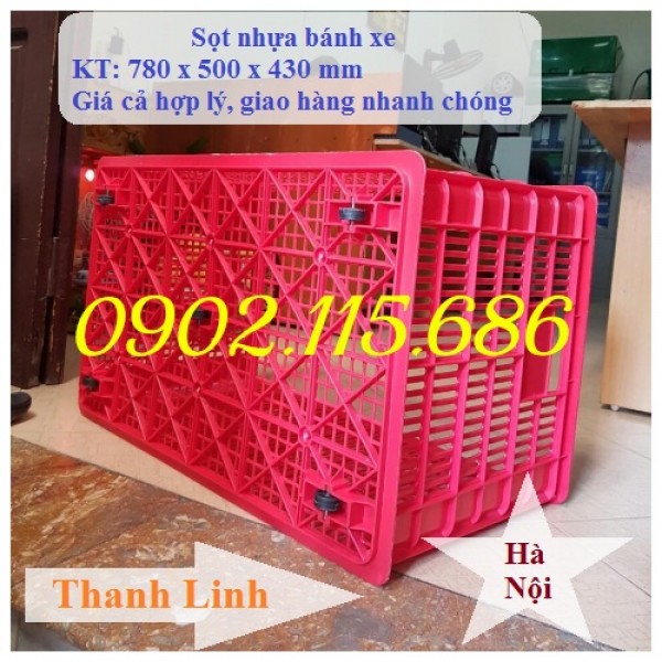 Sọt nhựa 5 bánh xe, sọt nhựa công nghiệp, sọt kéo hàng,
