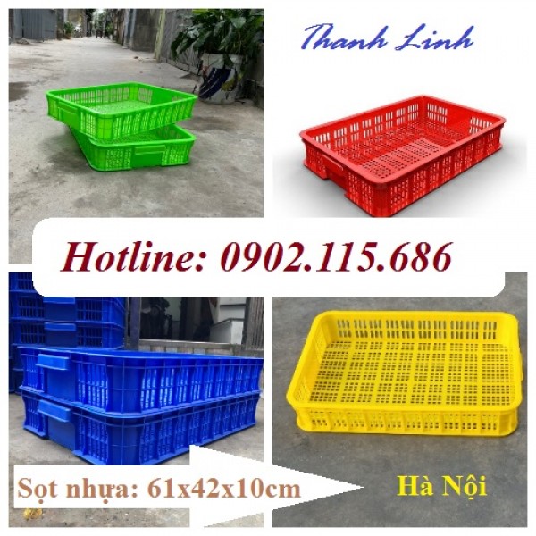Sọt nhựa cao 10cm, sóng nhựa rỗng HS010, thùng nhựa rỗng, sóng nhựa cao 1T, 