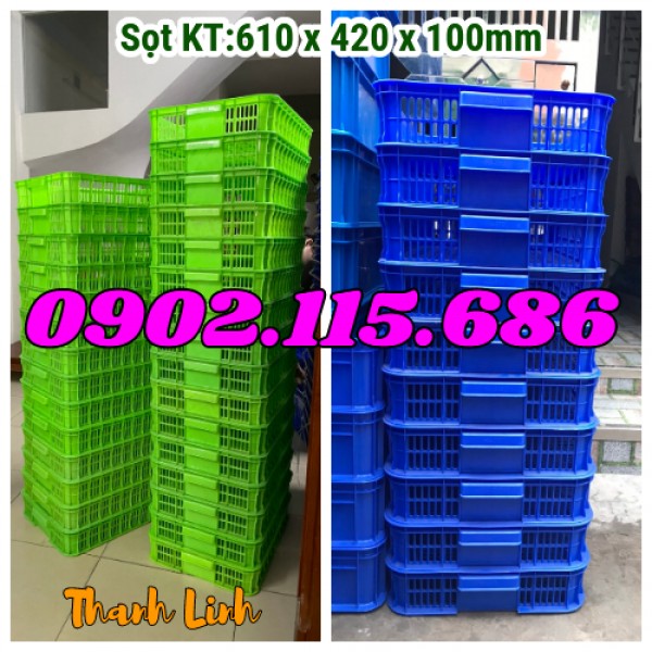 Sọt nhựa cao 10cm, sọt HS010, thùng nhựa rỗng, 