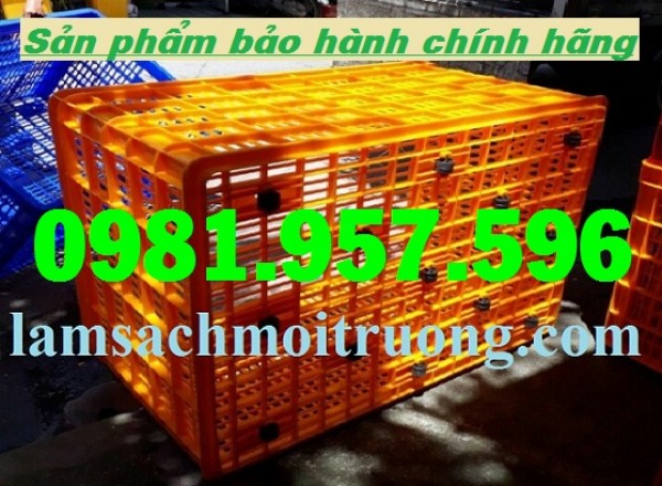 Sọt nhựa công nghiệp loại lớn, sóng nhựa lớn có bánh xe