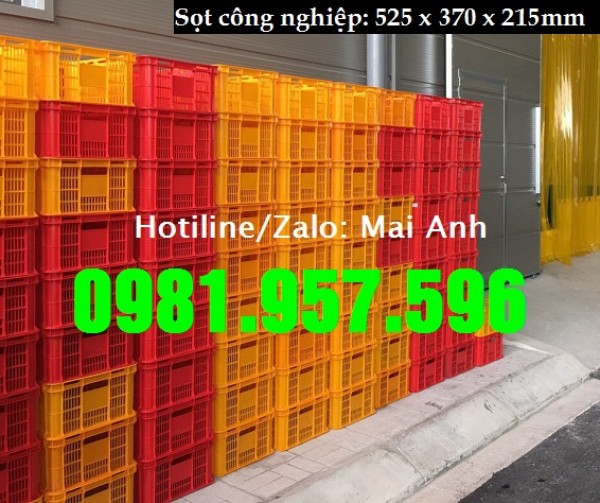 Sọt nhựa đóng hàng, sọt nhựa 525x370x215mm, sọt đựng thực phẩm