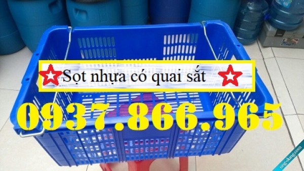 Sọt nhựa đựng hàng có quai sắt, sọt nhựa, sóng nhựa hở,  sóng nhựa rỗng đựng hoa quả