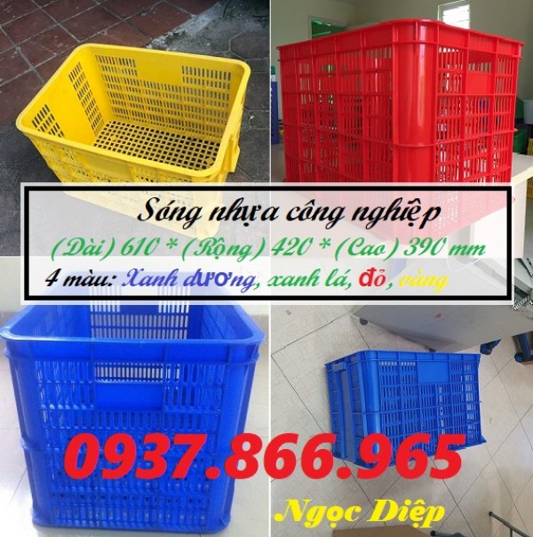 Sọt nhựa đựng trái cây, sóng nhựa hở, sóng nhựa cao 39, sóng nhựa đựng hàng