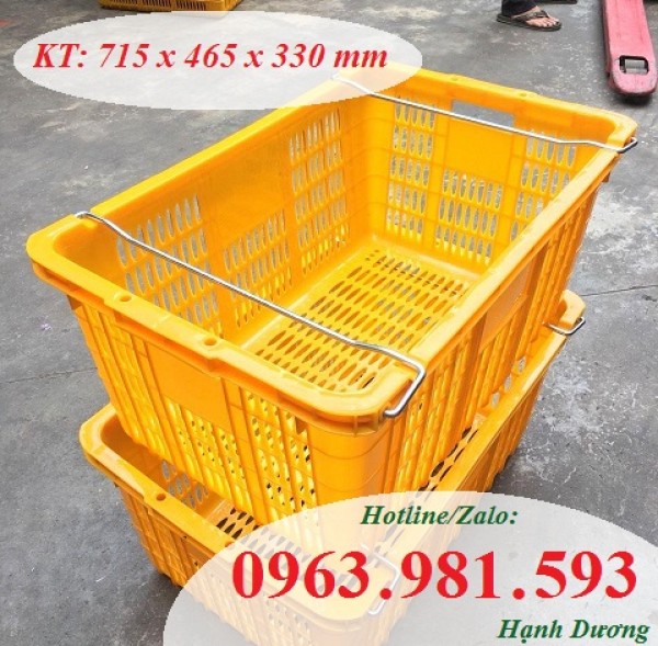  Sọt nhựa quai sắt HS011, thùng nhựa rỗng