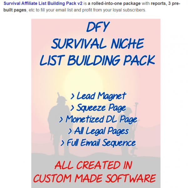 Survival Affiliate List Building Pack v2 Review - VIP 3,000 Bonuses $1,732,034 + OTO 1,2,3 Link Here