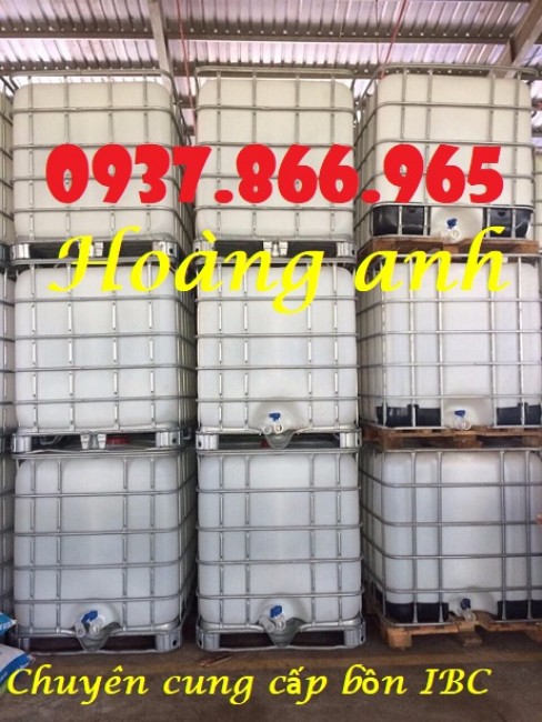 Tank IBC, bồn nhựa cũ chuyên đựng nước, thùng nhựa 1000l có van xả dưới đáy