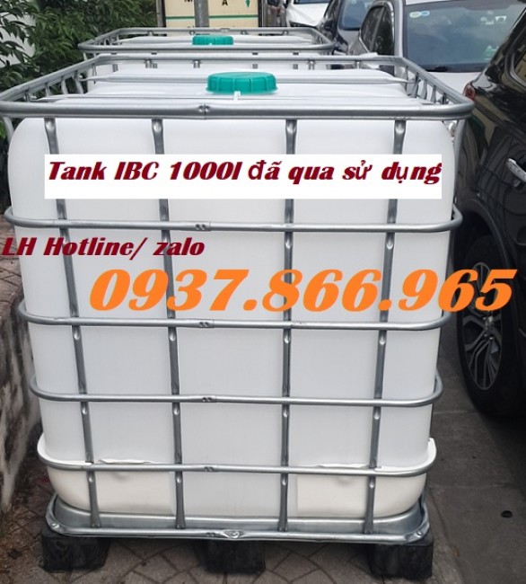 Tank nhựa IBC 1000 lít, Bồn nhựa trắng đựng hóa chất 1 khối, bồn nhựa có khung mạ kẽm