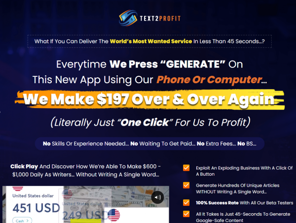 Text2Profit OTO Upsell 1 to 9 OTOs Bundle Coupon + 2,000 Bonuses Upsell