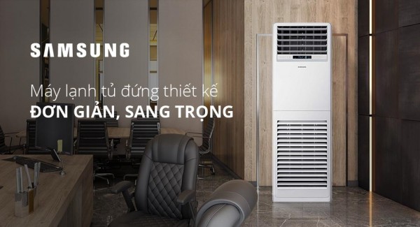Thi công Máy lạnh tủ đứng SAMSUNG đặt sàn hướng thổi trực diện phân bổ nhiệt độ đồng đều
