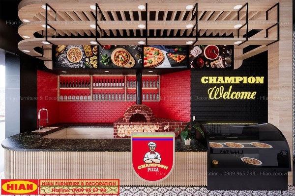 Thiết kế nhà hàng pizza champion tại Bùi Viện mới lạ