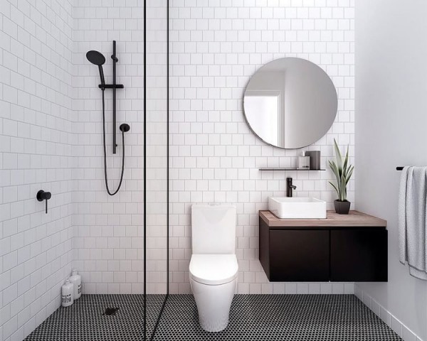 Thiết kế phòng tắm đơn giản nhưng không đơn điệu
