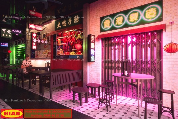 Thiết kế quán cafe mang phong cách hongkong trung hoa