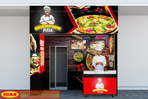 Thiết kế tiệm bánh pizza take away đẹp champion – Bùi Viện