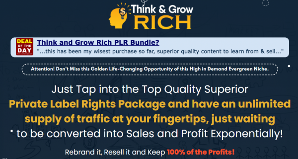 Think and Grow Rich PLR OTO - 2022 Full 5 OTO Upsell Links + 88VIP 2,000 Bonuses Value $1,153,856