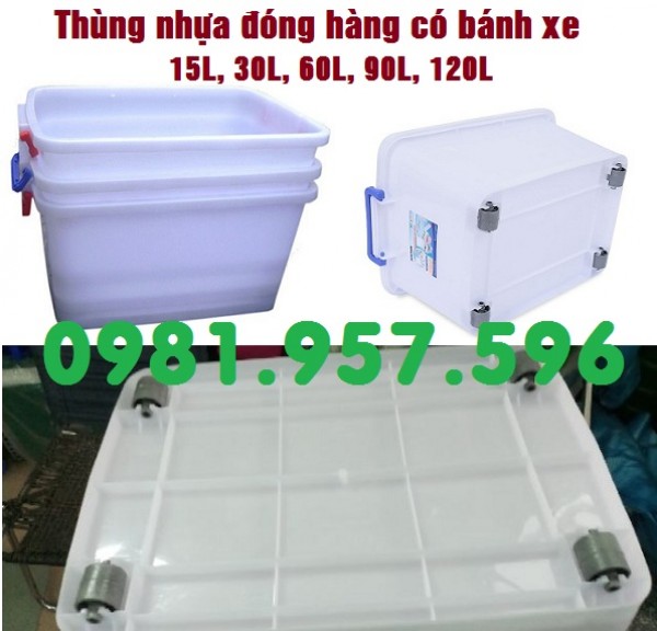 Thùng nhựa 15L, thùng nhựa 30L, thùng trắng có bánh xe