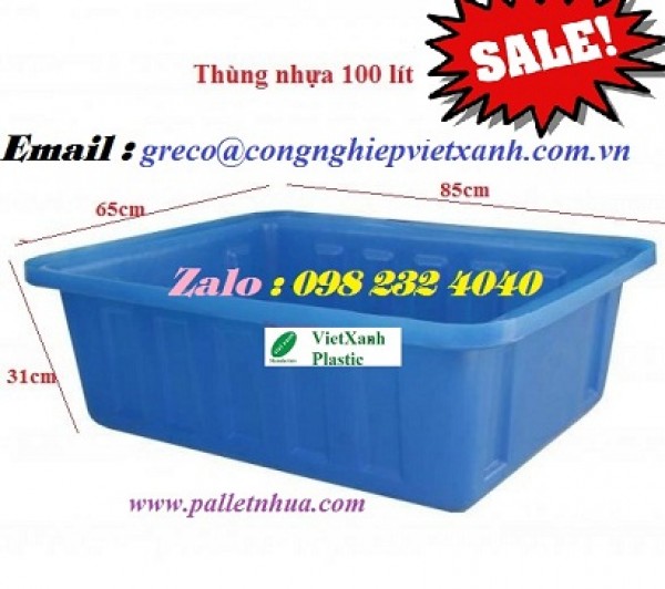 Thùng nhựa chữ nhật dung tích lớn trồng rau nuôi cá 100L, 200L, 500L, 1200L