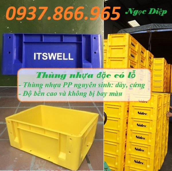 Thùng nhựa công nghiệp, thùng nhựa đặc có lỗ, thùng nhựa BL001