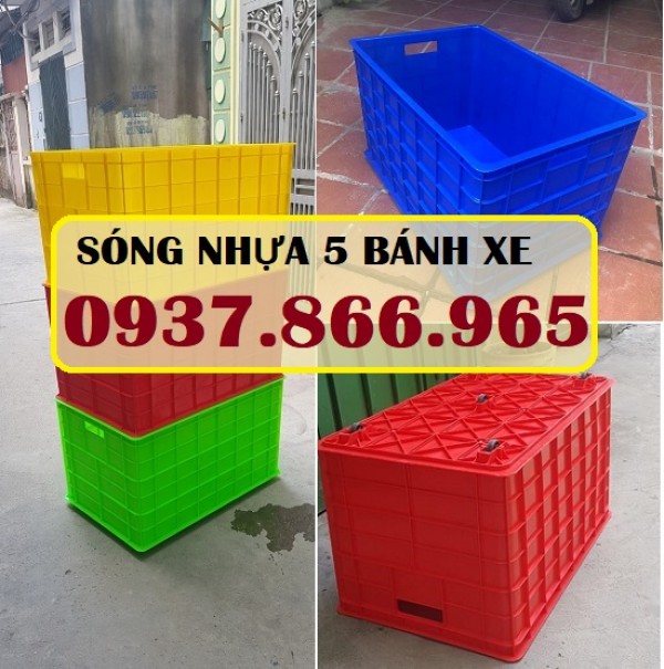 Thùng nhựa đặc đựng hàng, thùng nhựa 5 bánh xe, thùng nhựa đựng hàng dệt may